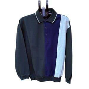 Rare *NWT* Vintage 90s Mens AZ Sport Colorblock Collard Sweatshirt Size L